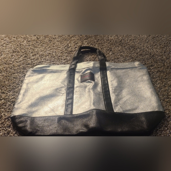 Victoria's Secret VS Silver & Black Large NWOT Tote Bag - Picture 3 of 8